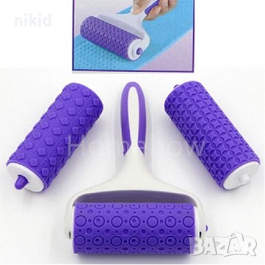 Релефен сладкарски валяк ролер с релеф релефен силиконов 3 приставки текстури фондан торта, снимка 3 - Други - 37786394