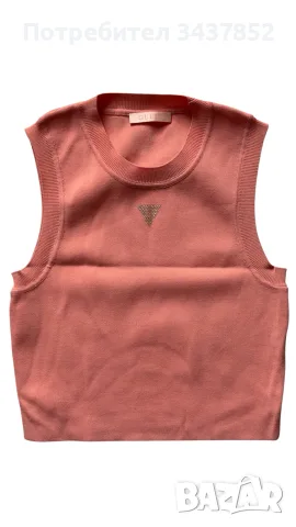 Къс плетен топ GUESS Alexia Crop Tank (Розов / Корал)