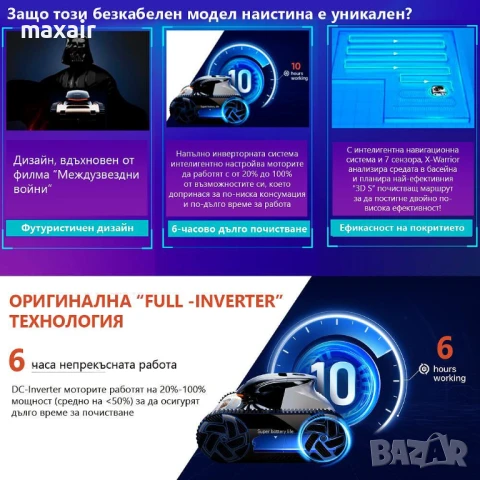 Безкабелен робот за басейн X-Warrior X60 *Безплатна доставка*Гаранция 2 години , снимка 5 - Други - 50616109