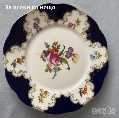 Circa 1922 - великолепно класическо плато в кобалт, злато и ръчно изрисувани цветя Код P1883, снимка 11 - Декорация за дома - 53311134