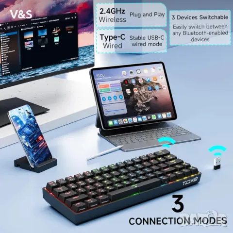 Геймърска клавиатура TMKB T63, снимка 3 - Клавиатури и мишки - 48228908