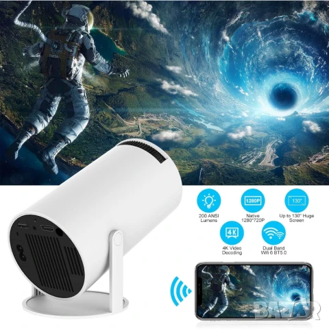 Преносим смарт видео проектор, JFYU, 4K Ultra HD поддръжка, 1280x720p резолюция, WiFi, Bluetooth , снимка 7 - Друга електроника - 50747962