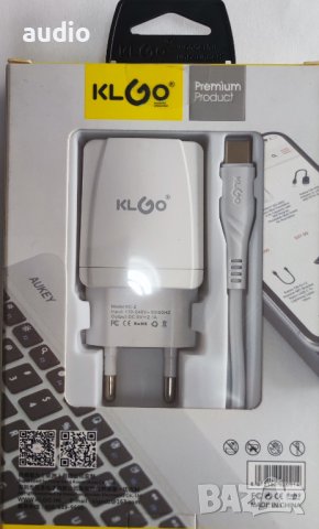 Зарядно с кабел USB/TYPR-C KLGO KC-2T, снимка 2 - Оригинални зарядни - 40205523