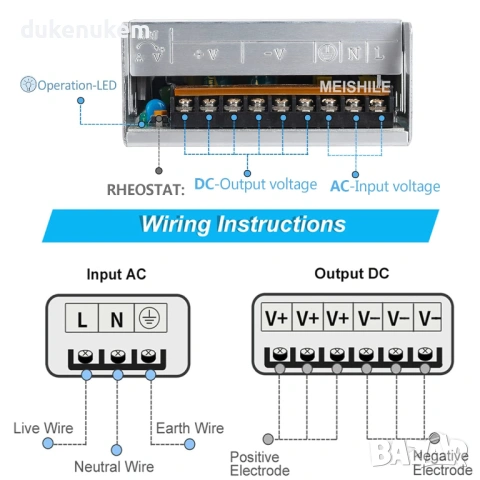Захранващ блок 36V 600W – DC 16.6A, индустриален SMPS, снимка 3 - Друга електроника - 53382399