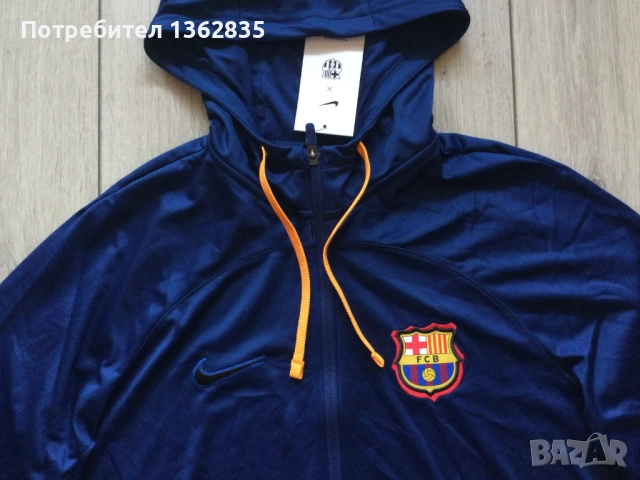 НОВ оригинален син суичър NIKE Ф.К. БАРСЕЛОНА / FC BARCELONA размер L, снимка 5 - Фен артикули - 51603108