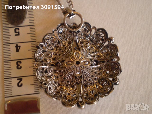 Ретро медальон седеф с бял обков филигран, снимка 7 - Антикварни и старинни предмети - 35182563