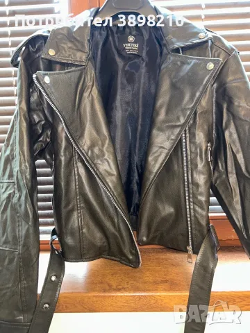 Чисто ново дамско кожено яке с колан, снимка 1