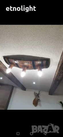 Полилеи от автентични реставрирани дъбови бъчви с ръчно изработени дървени чашки , снимка 2 - Полилеи - 49844600