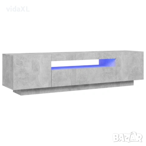 vidaXL ТВ шкаф с LED осветление, бетонно сив, 160x35x40 см(SKU:804431)
