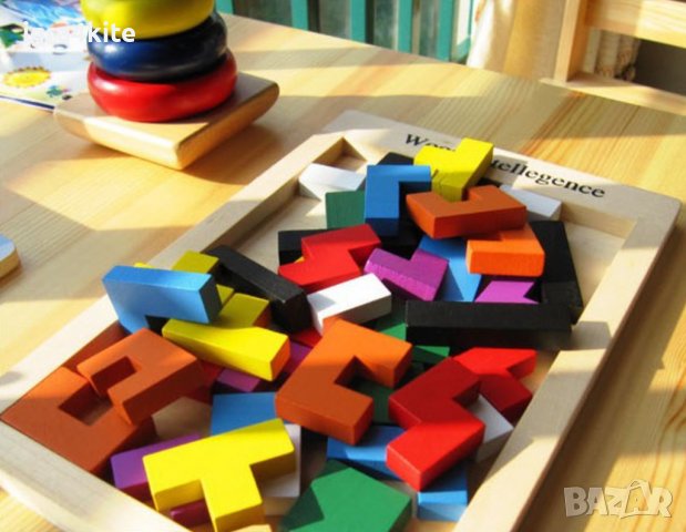 Нов модел масивен и по-дебел дървен цветен тетрис / всичко с дърво tetris wood, снимка 5 - Образователни игри - 37871816