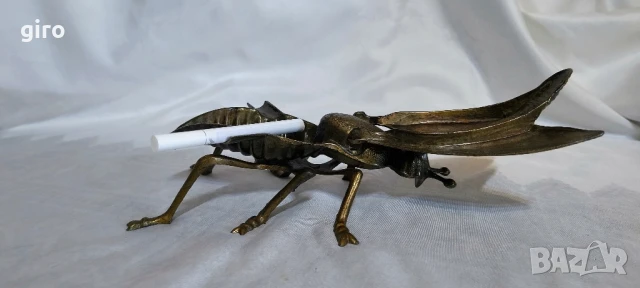 Антикварна бронзова муха - пепелник, снимка 4 - Колекции - 50611580