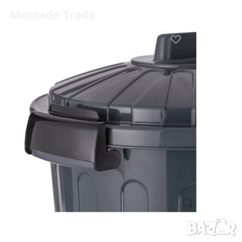 Кош за отпадъци Mercado Trade, С капак, Пластмаса, Сив, снимка 3 - Други стоки за дома - 42498150