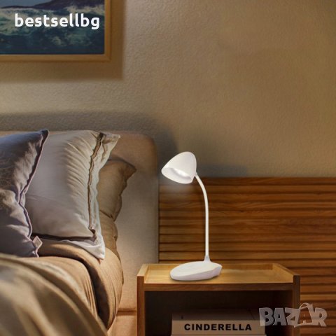 Стилна и мощна акумулаторна настолна нощна лампа с LED осветление мощност 9W три режима на сила на с, снимка 4 - Настолни лампи - 29096674