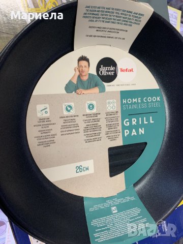 Грил тиган Tefal Jamie Oliver Home Cook, Thermo-Signal, Инокс, Индукция, 26 см, снимка 2 - Съдове за готвене - 44286131