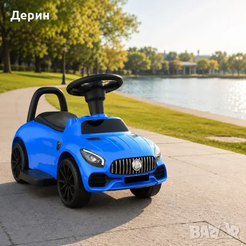 Детска кола за бутане с родителски контрол 2 в 1 – Светлини, звуци и педал за газ, синя, снимка 4 - Детски велосипеди, триколки и коли - 55750559