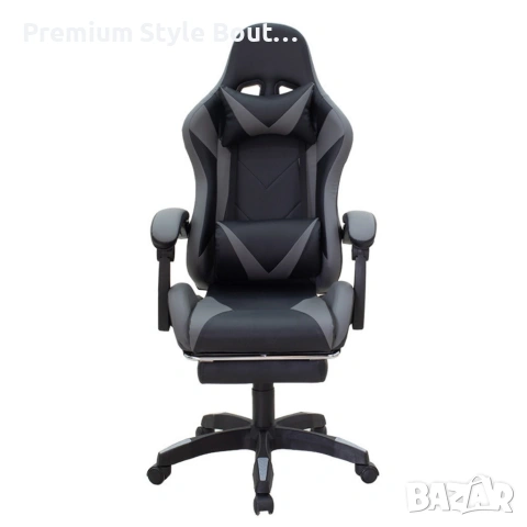 Геймърски стол с релакс механизъм, прибираща се поставка за крака и еко материал, снимка 9 - Столове - 53891679