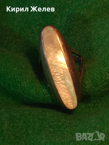 ЕЛЕГАНТЕН СРЕБЪРЕН СЕДЕФЕН АР ДЕКО ПРЪСТЕН СРЕБРО 925 АНГЛИЯ с ЮВЕЛИРНО ФАСЕТИРАН СЕДЕФ 34434, снимка 4 - Пръстени - 39507780