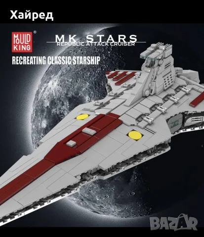 Нов Mould King 21074 Star Plan Republic Attack Cruiser Сглобяем конструктор / Колекционерски модел, снимка 4 - Конструктори - 55966792