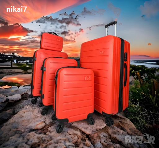 пътнически куфар+разширител 5см 5бр ABS удароустойчив 4 колела 360°, снимка 4 - Куфари - 44793086
