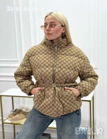 Gucci Дамско Бежово Зимно Яке Гучи Код E1071, снимка 5 - Якета - 52316349
