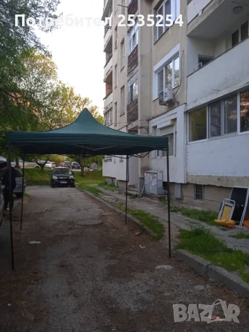 Шатра 3х3м Черна подсилена конструкция, шагрен, неръждаема с непромокаемо покривало, снимка 3 - Къмпинг мебели - 55730020