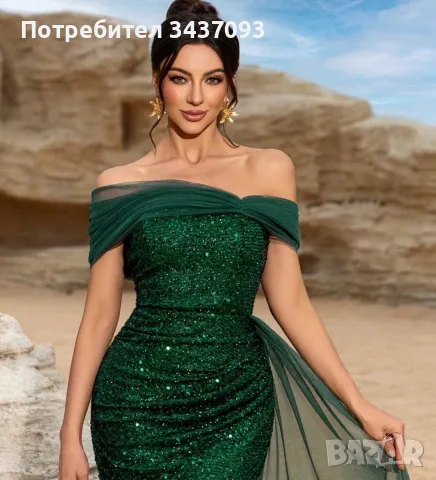 Официална рокля в зелено, размер Л, снимка 3 - Рокли - 56081828
