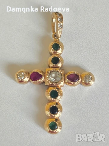 Златен кръст с Диаманти и Рубини-ръчна изработка , снимка 16 - Колиета, медальони, синджири - 51071861