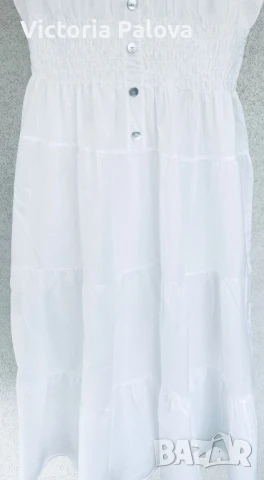 Въздушна бяла рокля тънък памук  Италия, снимка 4 - Рокли - 51063515