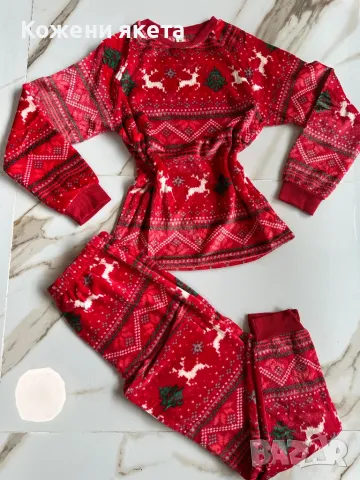 Коледен плюшен червен комплект за вкъщи , снимка 3 - Комплекти - 48110498