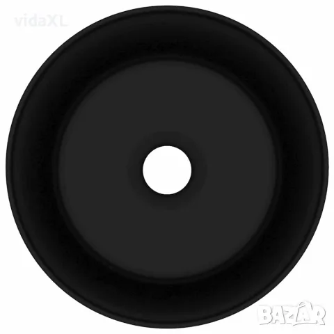 vidaXL Луксозна кръгла мивка, матово черна, 40x15 см, керамика, снимка 3 - Мивки - 56146119