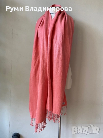 Коралово розов шал от 70% пашмина и 30% коприна, снимка 6 - Шалове - 53882591