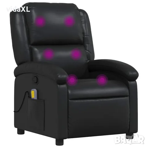 vidaXL Масажен наклоняем стол, черен, изкуствена кожа