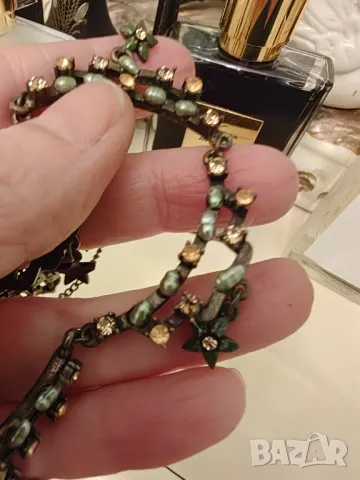 Старо колие месинг с перлички и цитрини, снимка 8 - Колиета, медальони, синджири - 49743670