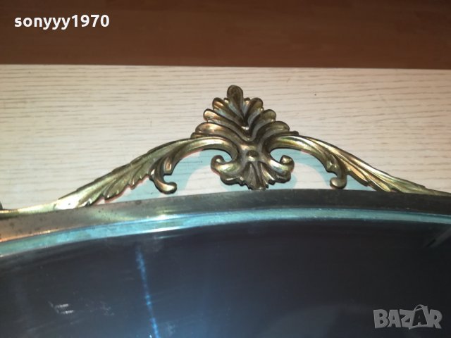 антично огледало-мед/месинг-масивно-внос швеция 55х45см, снимка 9 - Антикварни и старинни предмети - 30139515