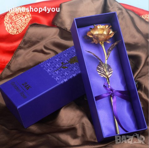 Златна роза 24к в кутия, снимка 1 - Подаръци за жени - 34984844