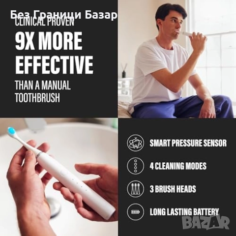 Нова Sonic Pro електрическа четка за зъби – премахва плака и избелва, снимка 3 - Други - 51592556