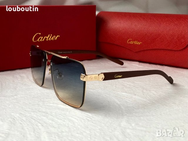 Cartier висок клас мъжки слънчеви очила с дървени дръжки, снимка 9 - Слънчеви и диоптрични очила - 42814317