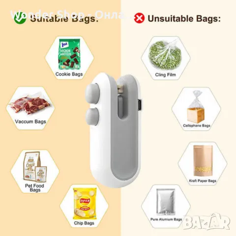 🛠 Мини машина за запечатване на храни – Компактна и лесно преносима 🛠, снимка 4 - Други инструменти - 49298872