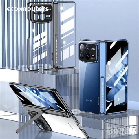 Прозрачен калъф GKK за Xiaomi Mix Fold 4 5G с Магнитна защита за пантата - PC+Стъкло, Стойка, Вкл. П, снимка 9 - Калъфи, кейсове - 53314920