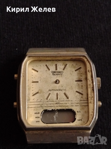 Рядък мъжки часовник SEIKO QUARTZ ANTI-MAGNETIC  за части няма стъкло - 26862, снимка 1 - Антикварни и старинни предмети - 36536458