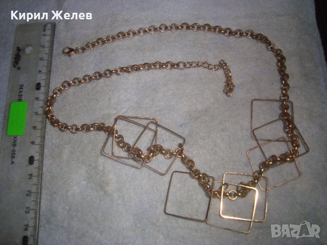 ПОЗЛАТЕНО АРТИСТИЧНО ВИНТИДЖ КОЛИЕ ОГЪРЛИЦА от НЕРЪЖДАЕМА СТОМАНА с РЕТРО ВЕРИЖКА РЯДКА ПЛЕТКА 31449