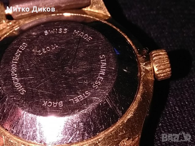 Ermano Swiss made Quartz-швейцарски часовник с датник 10микрона златно покритие кутия, снимка 8 - Дамски - 24444569