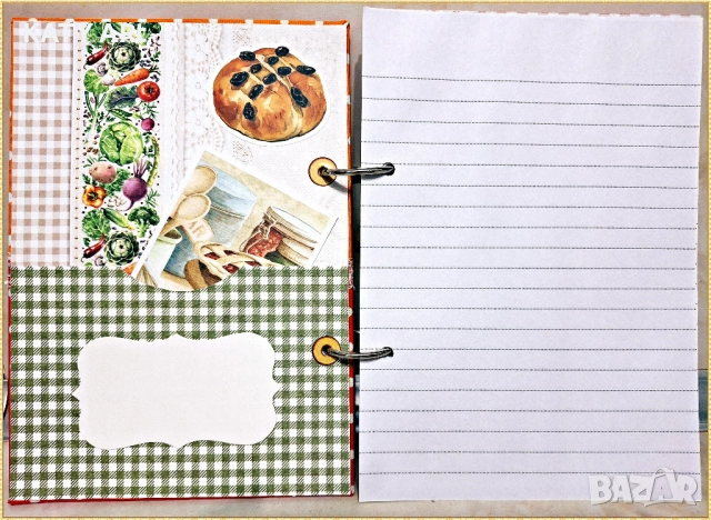 Ръчно изработен тефтер за рецепти, рецептурник в оранжево и червено, снимка 2 - Други - 52968918