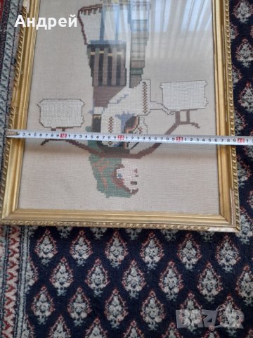 Стара бродирана картина #2, снимка 6 - Други ценни предмети - 44480368