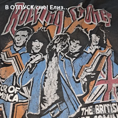 Кропната скъсена оригинална винтидж тениска на ROLLING STONES, снимка 3 - Тениски - 51285929