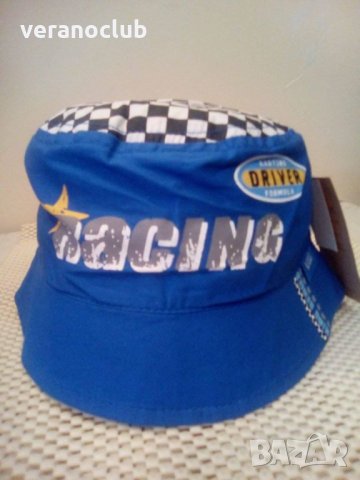 Синя Детска лятна шапка Racing, снимка 2 - Шапки, шалове и ръкавици - 29228436