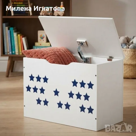 Дървен детски сандък за играчки