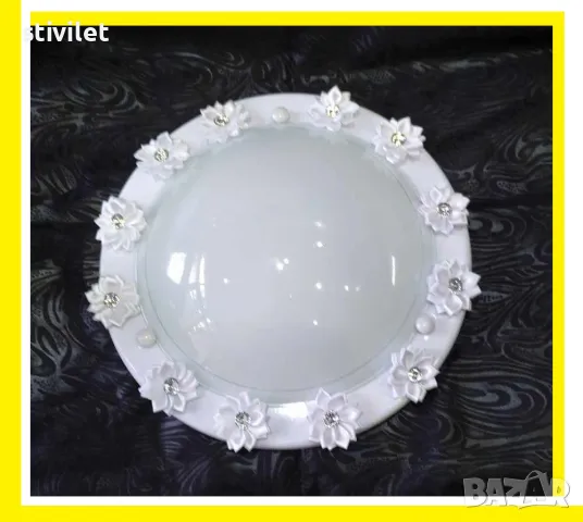 ПЛАФОН БЯЛО ЦВЕТЕ КОПРИНА  - НОВО- 3D ЕФЕКТ., снимка 2 - Лампи за таван - 47360484