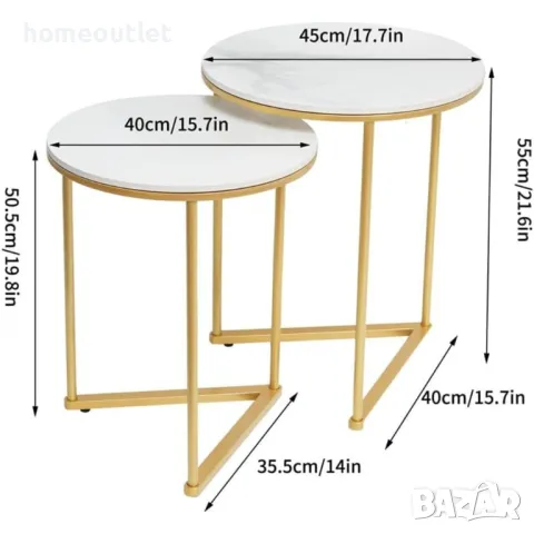 ПРОМОЦИЯ Маси с многофункционално приложение с плот от синтерован камък (к-кт от 2 бр.) JJ-XZ196, снимка 8 - Маси - 49288382