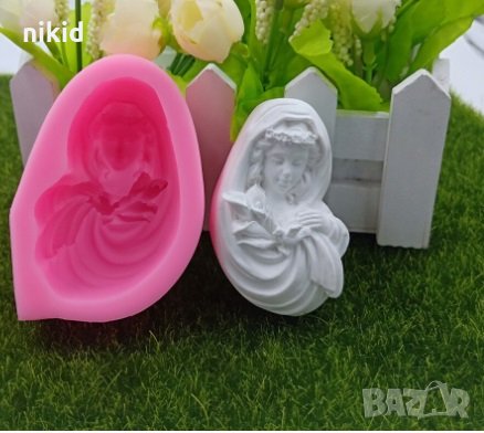 Момиче Дева Мария дълбок силиконов молд форма калъп фондан шоколад сапун гипс, снимка 2 - Форми - 29780102